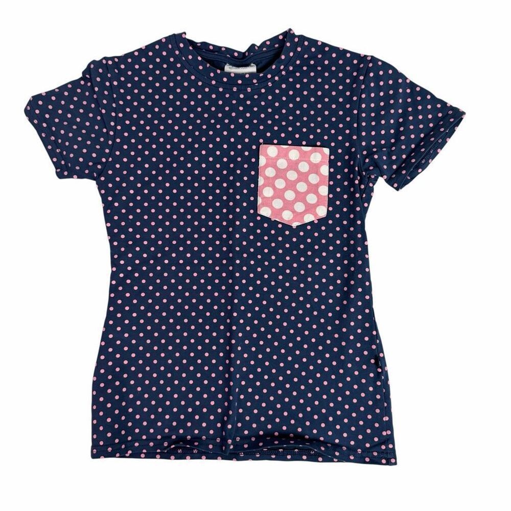 Toobydoo Short Sleeve 7 Year Crewneck Pocket Tee Blue Pink